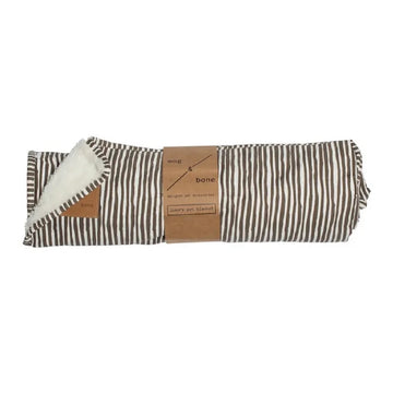 Mog And Bone Designer Fleece Reversible Blanket Mocca Stripe Print Dog Cat Mog and Bone